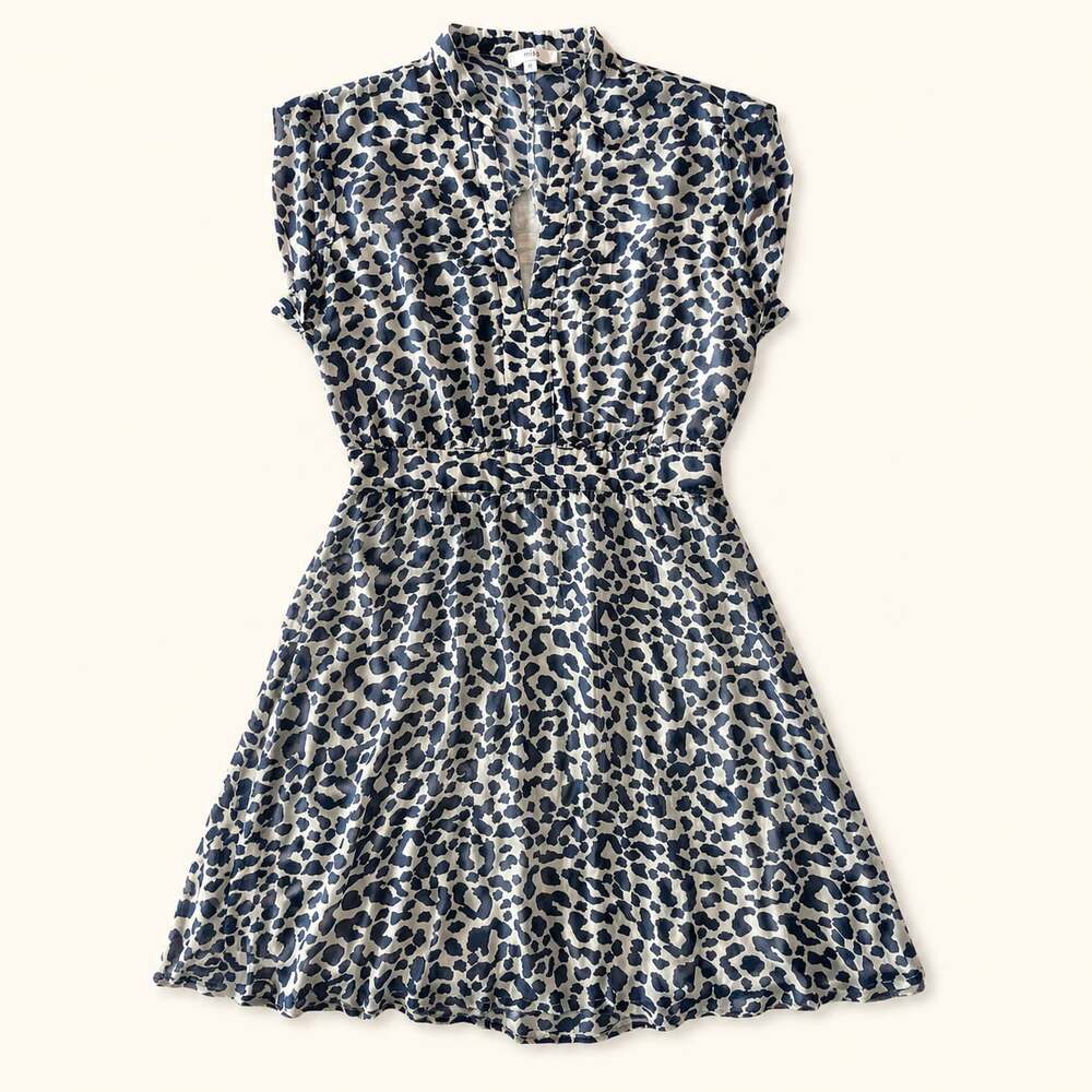 Nisö Blue Leopard Print Mini Dress Open‎ Back Coquette Boho M